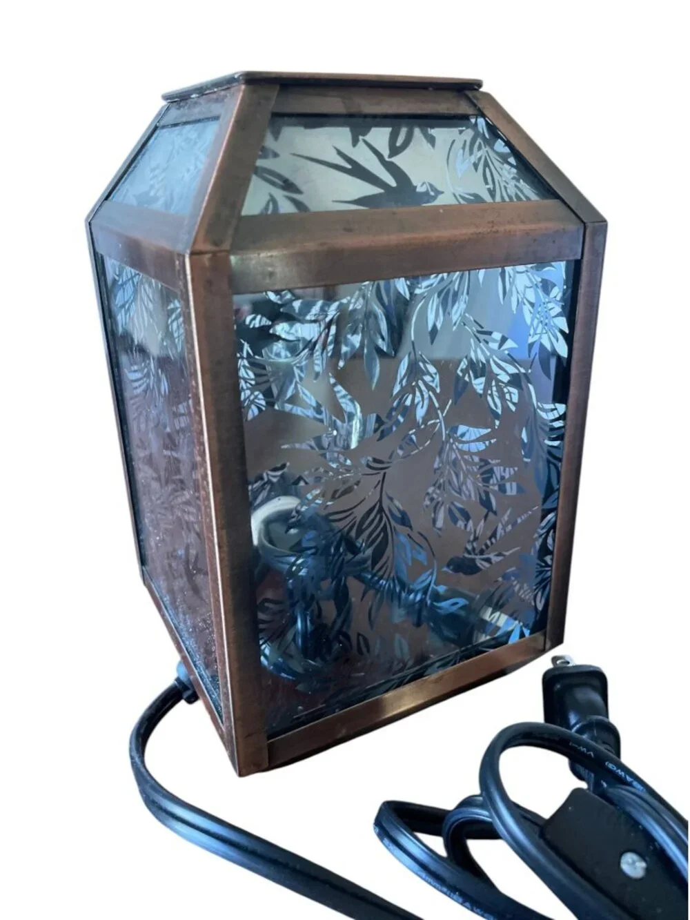 Cottage Core Wax Warmer Lamp Bird Motif Fairytale Cottage